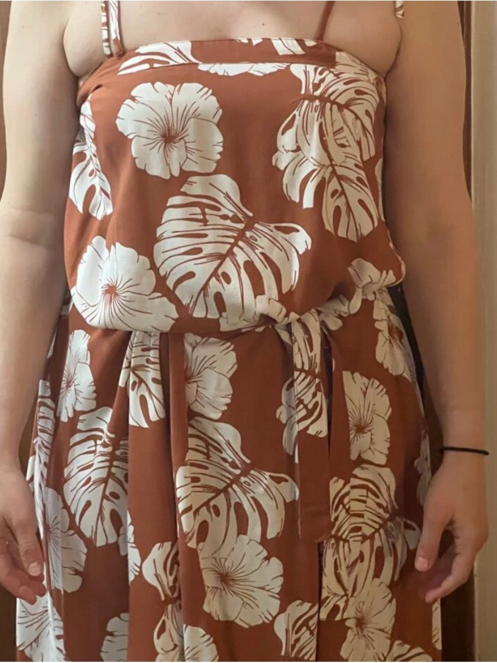 Roxy Rust and Cream Tropical Maxi Dress